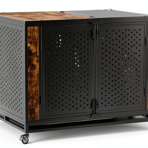 Rexwelten Dog Crate Rustic Brown Heavy Duty Enclosed Design-0