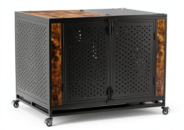 Rexwelten Dog Crate Rustic Brown Heavy Duty Enclosed Design-0