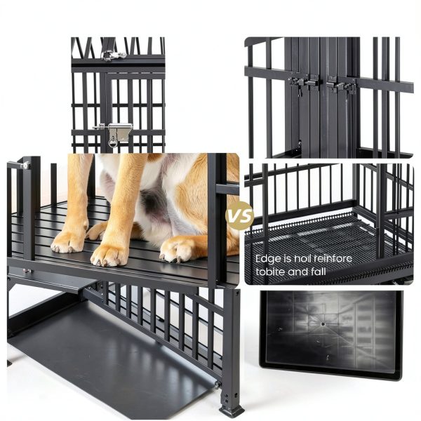 Snimoy Heavy Duty Dog Crate Durable Metal Large Pet Kennel-3