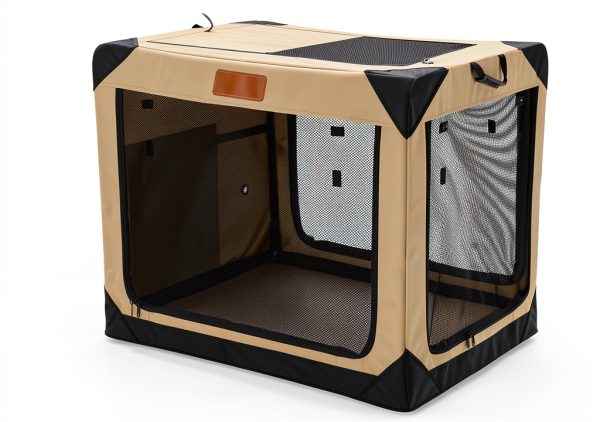 Garnpet Collapsible Dog Crate Portable Beige Pet Crate-0