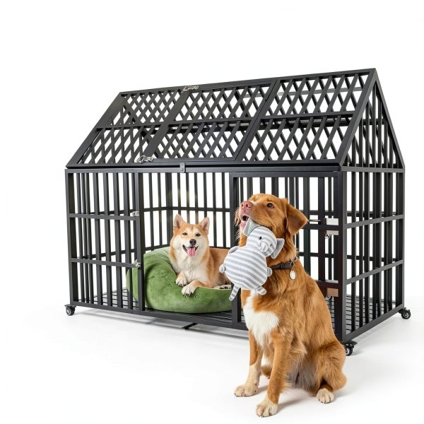 Snimoy Heavy Duty Dog Crate Durable Metal Large Pet Kennel-5