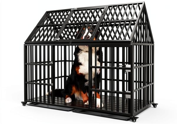 Snimoy Heavy Duty Dog Crate Durable Metal Large Pet Kennel-0