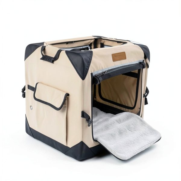 Garnpet Collapsible Dog Crate Portable Beige Pet Crate-6