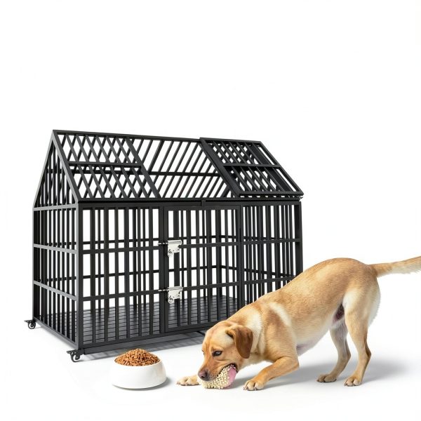 Snimoy Heavy Duty Dog Crate Durable Metal Large Pet Kennel-4