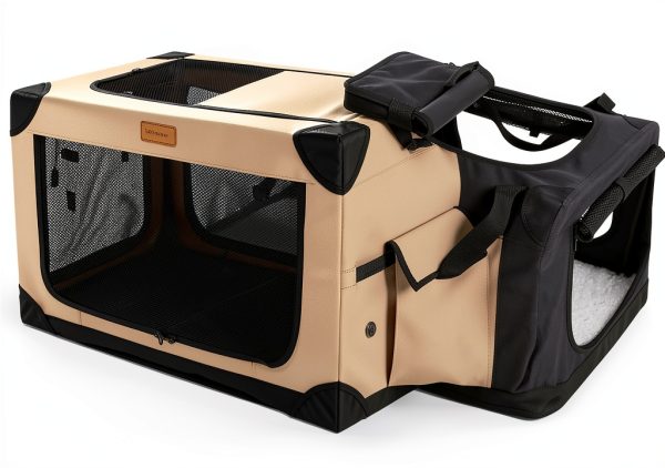 Garnpet Collapsible Dog Crate Portable Beige Pet Crate-2
