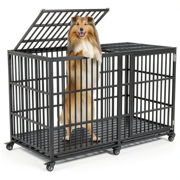 Snimoy Dog Crate Large Sturdy Chew Resistant Pet Cage-5