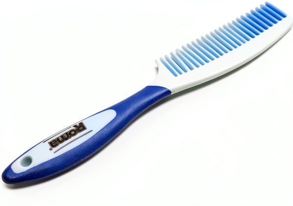 ROMA Soft Touch Mane Tail Comb Weatherbeeta Blue Rubberized Handle-0