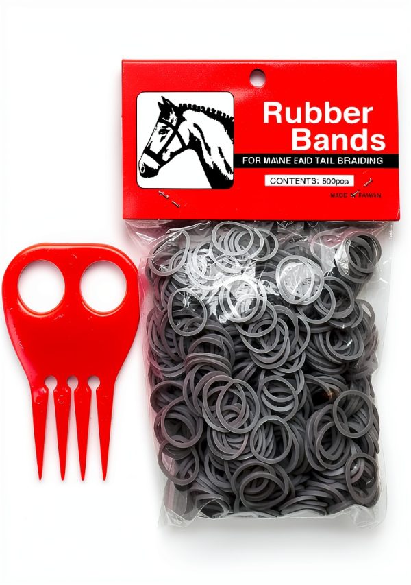 Partrade Horse Mane Braiding Bundle – Gray ManeTail Bands & Comb-0