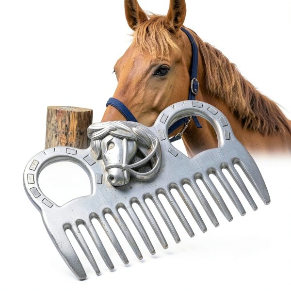 Metal Horse Comb Mane & Tail Grooming Tool Ergonomic Handle-3