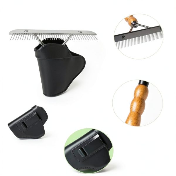 Leather Comb & Brush Holder Stand with Fluffer – Dsyisvia Grooming-4