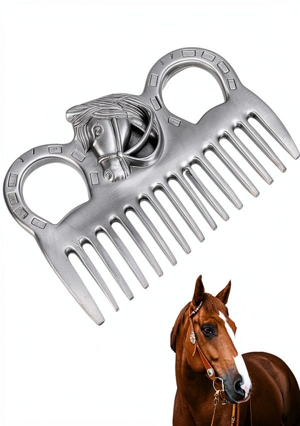 Metal Horse Comb 4in Stainless Silver Mane Tail Grooming by Cyrank-0