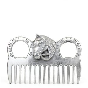 Metal Horse Comb Mane & Tail Grooming Tool Ergonomic Handle-0