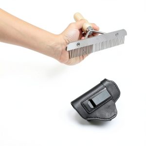 Leather Comb & Brush Holder Stand with Fluffer – Dsyisvia Grooming-0