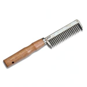 Weatherbeeta Roma Wood Handle Aluminium Pulling Comb for Horses-0