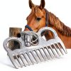 Metal Horse Comb 4in Stainless Silver Mane Tail Grooming by Cyrank-5