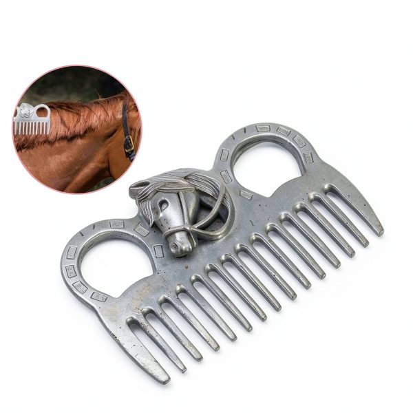 Metal Horse Comb Mane & Tail Grooming Tool Ergonomic Handle-1